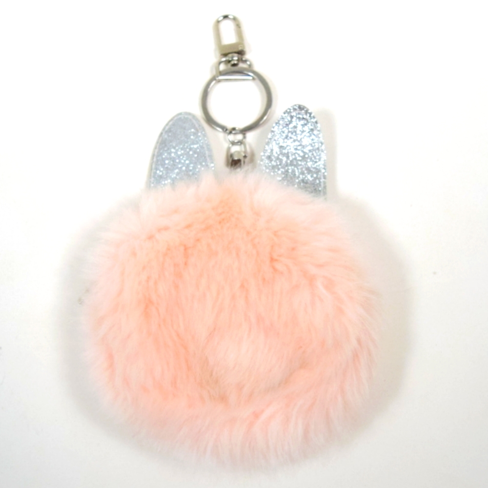 FOREVER 21 || PINK FLOOF & RABBIT EARS COIN POUCH KEYCHAIN